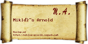 Miklós Arnold névjegykártya
